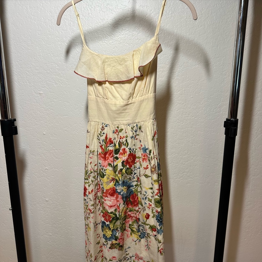 VINTAGE Floral DETAIL girls Yellow Sundress